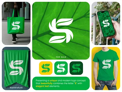 S + Leaf Elegant Nature Logo Design branding creative logo eco friendly logo elegant logo green logo icon leaf logo logo logodesign modern logo nature logo organic logo print s s logo save nature solar logo unique logo wellness logo