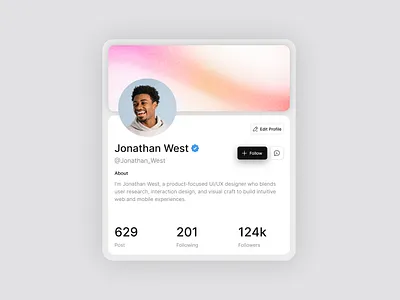 Profile Card Design card design interface minimal product profile service startup ui ui cards ux