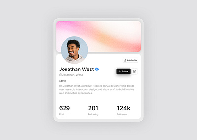 Profile Card Design card design interface minimal product profile service startup ui ui cards ux web