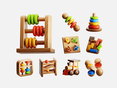 Montessori Wooden Toys 3D 3d 3d icon 3d illustration children colorful education education toys fun kid kid toys montessori preschool school stylized stylized 3d vibrant wooden toys
