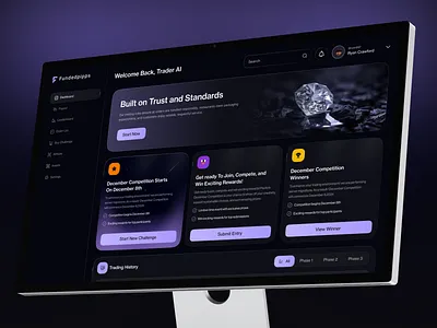 Prop Trading Evaluation Platform Redesign – FundingPips clean design crypto trading dark ui evaluation platform finance ui fintech design forex trading prop trading trading dashboard web app design web design