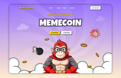 MemeCoin Landing Page – Modern Crypto Website UI/UX Design cryptodesig meme meme coin meme coin design meme coin website meme design meme website memecoin memecoin website web design