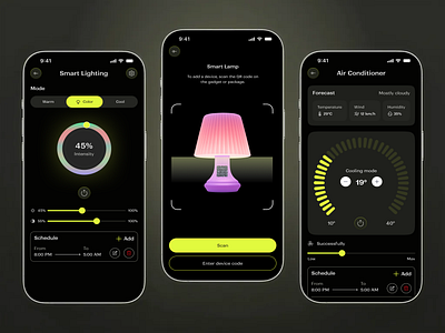 Smart Home Mobile App Design app controllers dailyui dark dark mode dashboard data data visualization eco frosted frosted glass glass glass morphism glassmorphism home navbar panel smarthome ui ux
