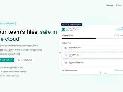 CloudNest figma hero landing page ui ui ux website