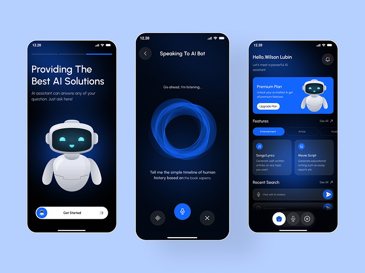 AI Chatbot Mobile App UI by Alomgir Hossen on Dribbble