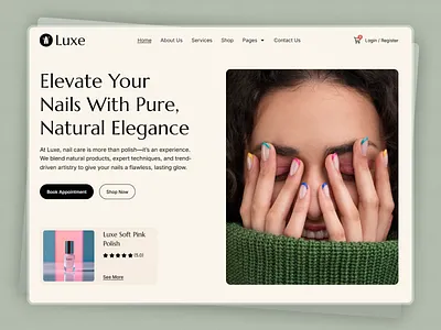E-commerce Website Concept for Luxe Nail Arts beauty care web cosmetics website ecommerce landing page nail arts nails design natural nails design website parlour website shop design web design website woocommerce