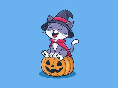 Cute Cat Sitting on a Pumpkin adobe illustrator branding cat cute cat cute kitty design graphic design halloween halloween cat halloween pumpkin illustration jack o lantern kitty kitty cat kitty pumpkin logo pumpkin pumpkin cat vector witch cat