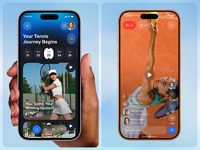 Tennis Sports App | Live Streaming & Player Journey Experience app design athlete app live stream mobile mobile app sports sports app sports community streaming tennis tennis app