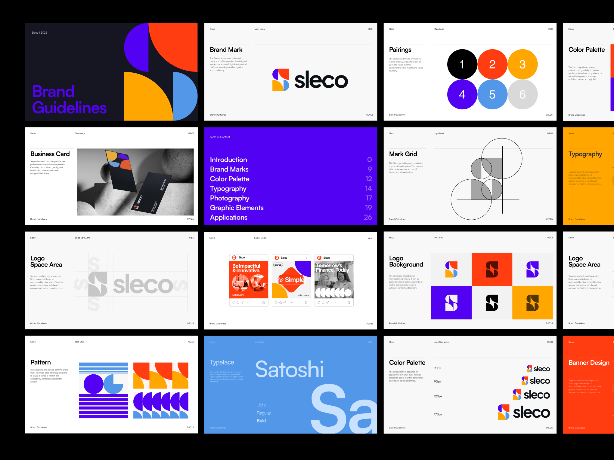 Sleco Brand Guidelines – Modern Identity System brand design brand guideline brand identity brand strategy brand system branding creative direction design graphic design guideline design letter mark logo logo logo type minimal modern design redesign saas saas product social media design visual identity