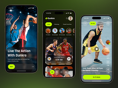 Basketball Sports App UI | Live Streaming & Game Highlights app design basketball basketball app basketball design fanengagement highlights app live stream mobile mobile app sport stech sports sports app sports community
