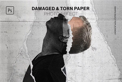 Damaged and Torn Paper Photo Effect 3d animation graphic design ui
