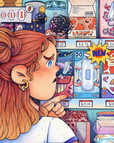 Shopping Girl illustration textured