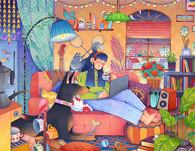 Cozy Night illustration hygge