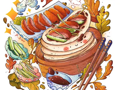 Food Menu illustrations art character design coffee colorful cozy digital art food art illustration octopus rice bowl sandvich street food