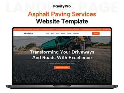 PavifyPro – Best Paving Contractors Tailwind Template bootstrap branding css3 design designtocodes illustration one page paving and resurfacing services personal portfolio ui