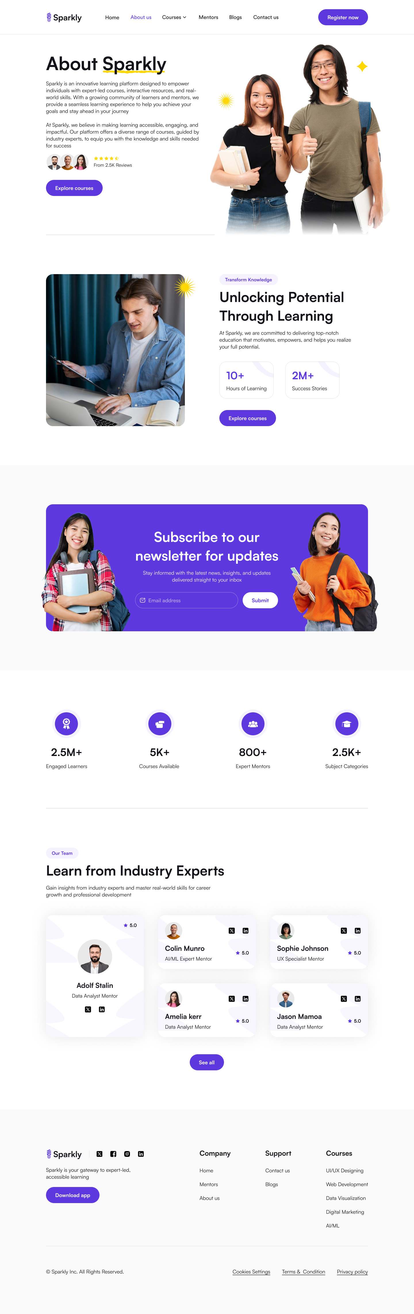 Online Learning Platform About Page UI/UX + Website Development digital learning website