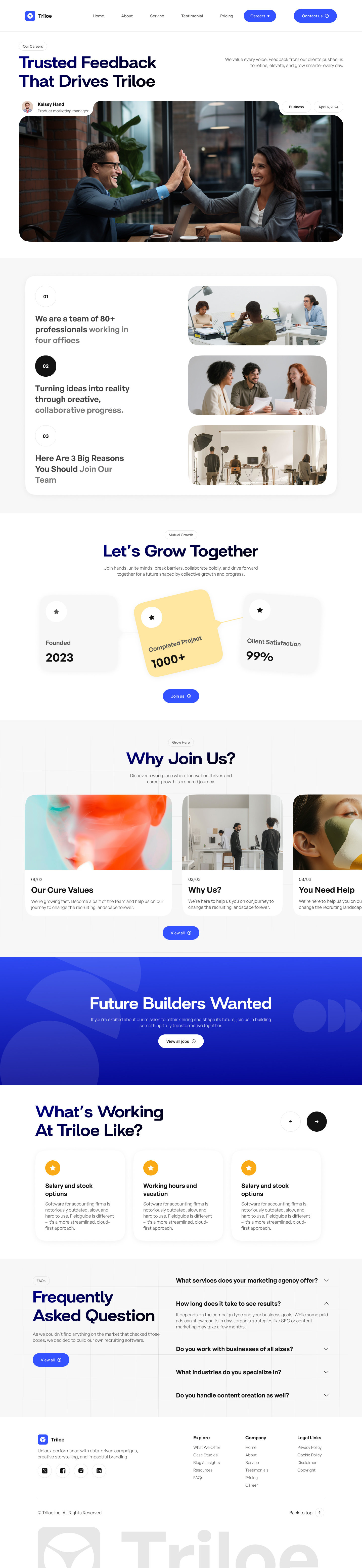 Modern Careers Page UI/UX + Website Development job listing website