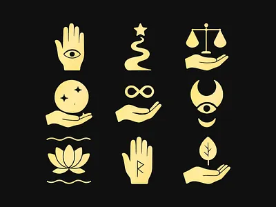 Landing page design with brand icons for palm reader Marina Zago design icon icons palm palm reader ui ux web design website