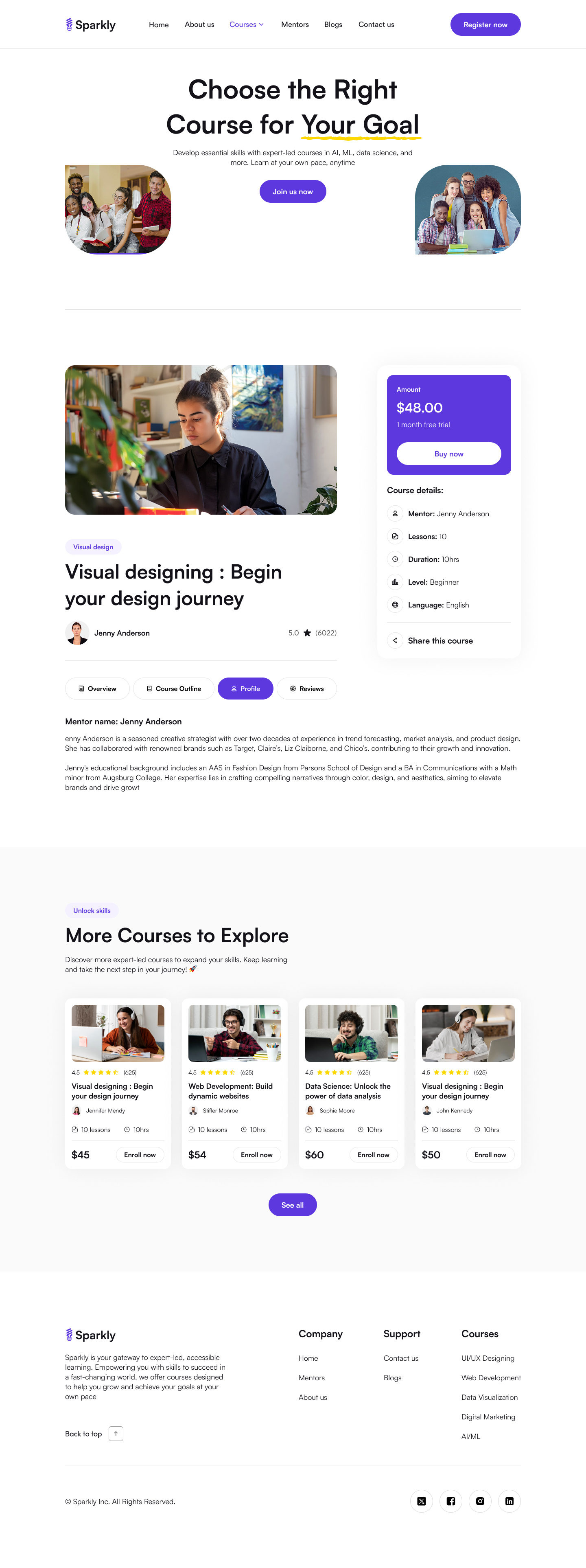 Online Course Detail Page UI/UX Design + Website Development digital learning website