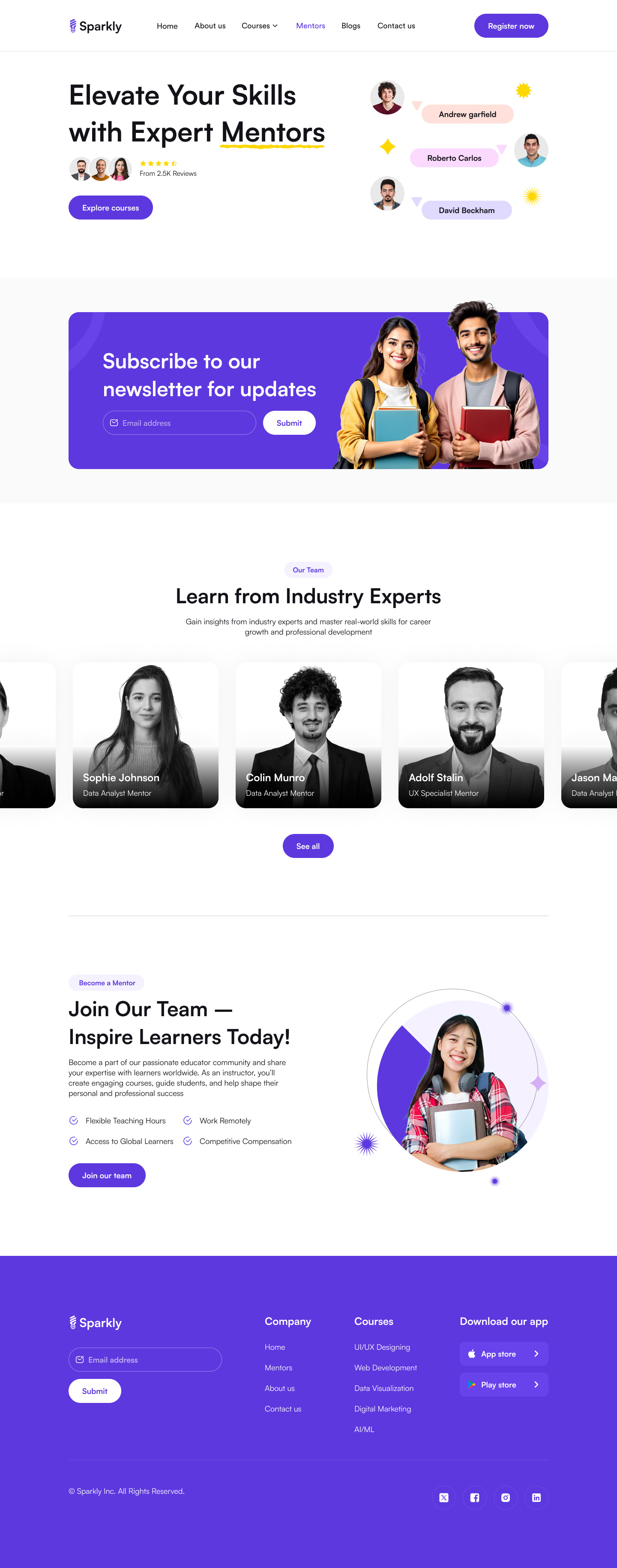 Mentors Page UI/UX + Website Development professional website
