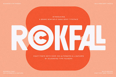 ROCKFALL - Bold Ligature Typeface album cover alternates apparel design authentic bold font language support ligatures marketing merchandise multilingual music poster design retro typeface typography vintage website