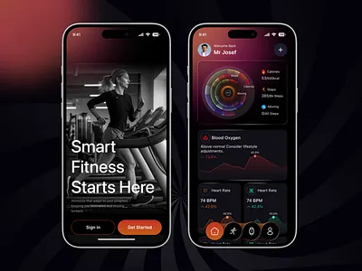Fitness & Health Mobile App activity tracker app app concept clinic exercise fitness tracker gym app health health monitoring health tracker ios app medicine mobile app design mobile design mobile experience mobile ui smart fitness sports app uiux design workout app
