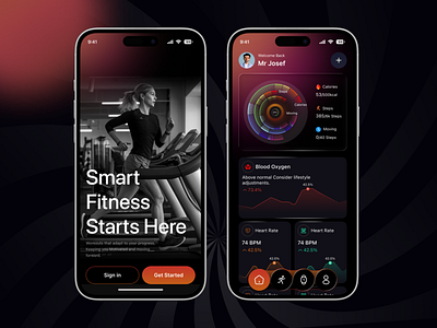 Fitness & Health Mobile App activity tracker app app concept clinic exercise fitness tracker gym app health health monitoring health tracker ios app medicine mobile app design mobile design mobile experience mobile ui smart fitness sports app uiux design workout app
