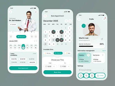 Medical Mobile App – Doctor Profiles & Easy Appointment Booking app app design app interface app screen design appointment app appoitment ui doctor app doctor app ui doctor finder app healthcare mobile app medicalapp mobile mobile app mobile app design mobile application mobile ui modern app ui product design ui ux