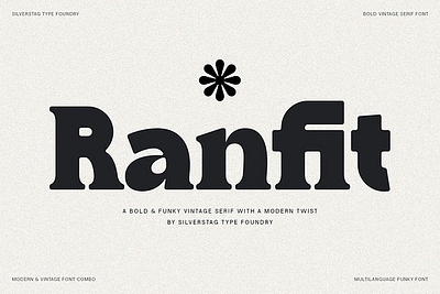 Ranfit - Bold & Funky Serif Font attention grabbing book cover branding classic editorial elegant greeting card headline impactful invitation luxury packaging ranfit bold funky serif font retro serif sophisticated typeface vintage webfont