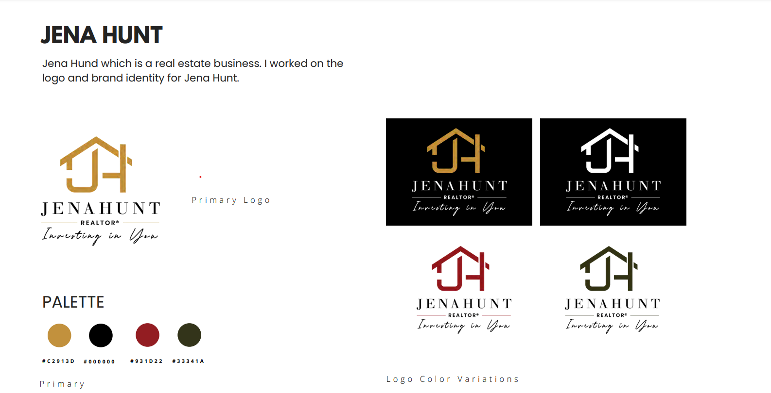 Jena Hunt Real Estate Logo branding graphic design logo logo design real estate logo