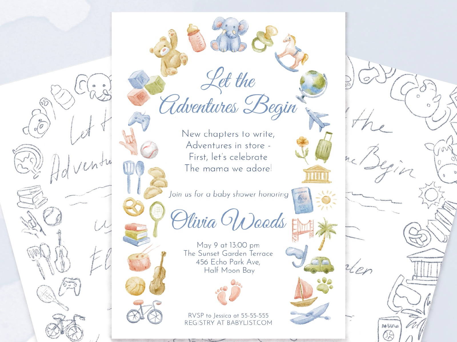 Custom Watercolor Invitation artwork baby shower design digital art digital illustration digital painting digital watercolor drawing graphic design illustration invitations invitations design postcards printdesign stationery watercolor