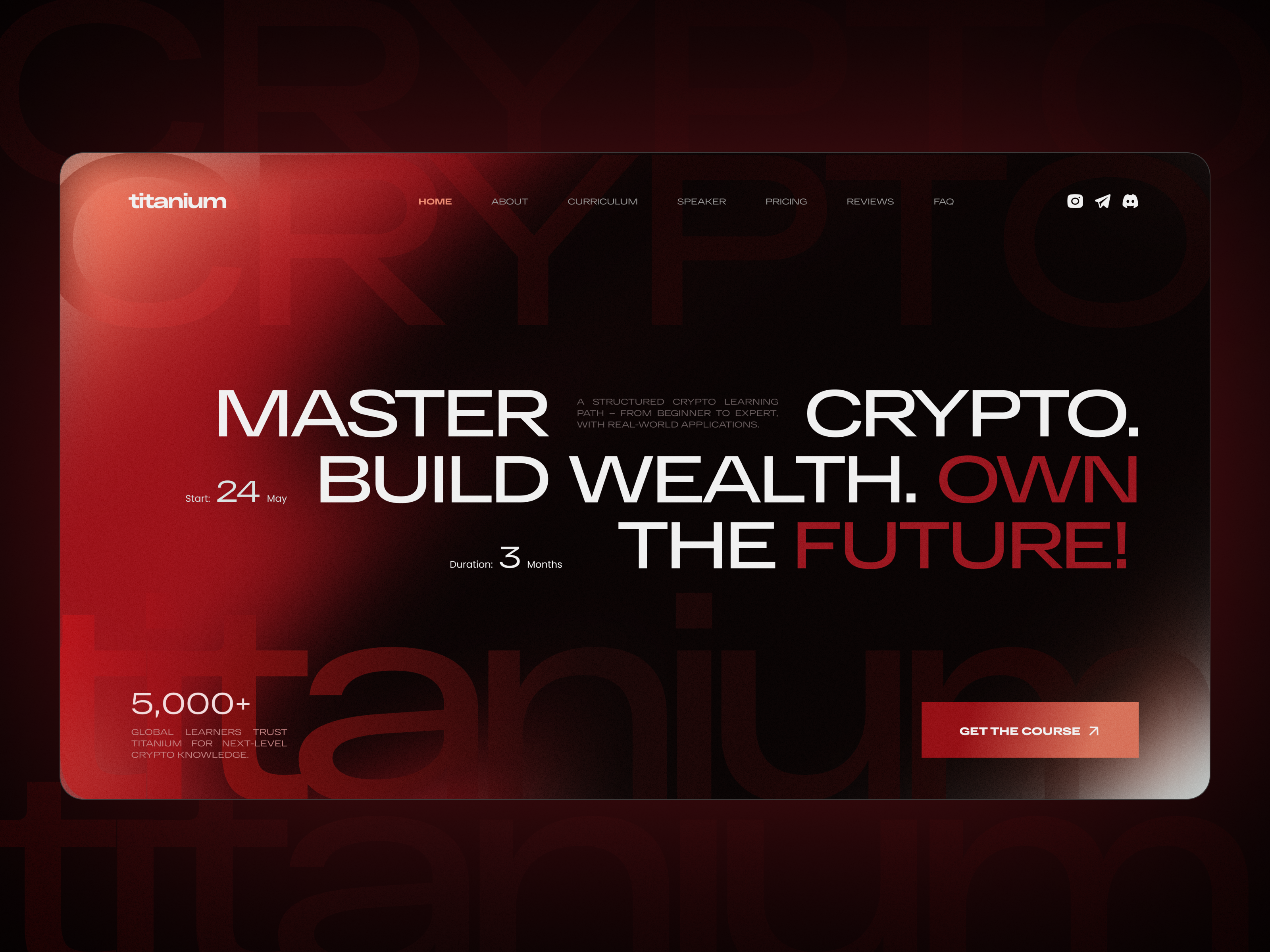 Titanium — Crypto Course Landing Page creative crypto cryptoeducation design landing page premium ui ui design ux webdesign website website design