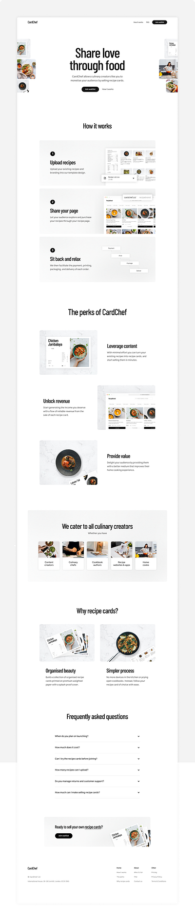 CardChef Landing Page branding chef creators culinary design food landing page logo mockups recipe recipes ui web design website