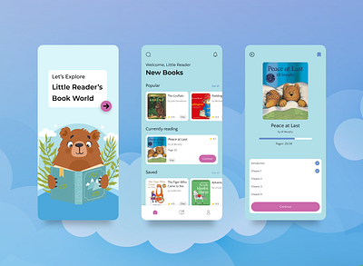 Kids book app app design book app books children colourful creative design education educational graphic design illustration kids learning library reading school ui uidesign user experience uxdesign