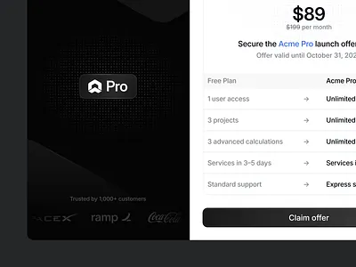 Paywall / Upsell Modal dark glass glow modal offer paywall saas subscribtion