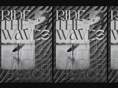 Ride the waves poster blackandwhite graphic design poster poster design surfing visual