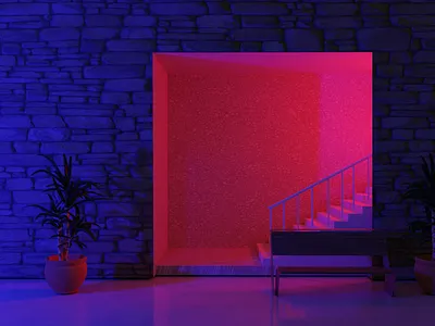 3D Room blender blu litghs red room