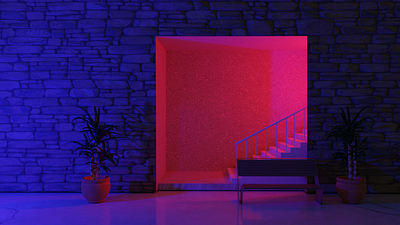3D Room blender blu litghs red room