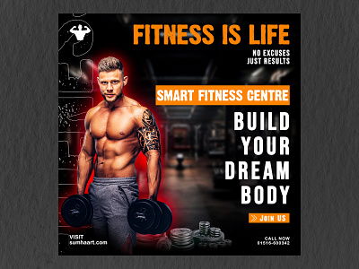 Gym ad post design for your business brand identity graphic design gym ad post design poster design social media ad post trending design visual branding visual marketing
