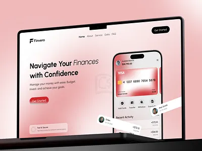 Finance Landing Page bank bank app banking app crm finance finance app fintech app hero landing page money saas savings statistics ui ux wallet web web design website