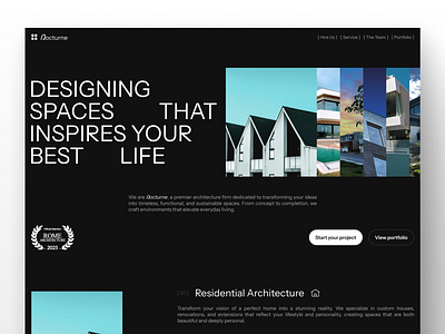 architecture agency landing page website design agency architecture black bold branding building clean dark design figma framer grid landing page responsive structured ui ux web website