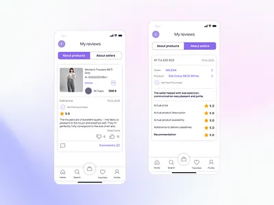 Marketplace App – Buyer Profile: Reviews & Ratings e commerce figma marketplace mobile app rating reviews ui user profile ux design