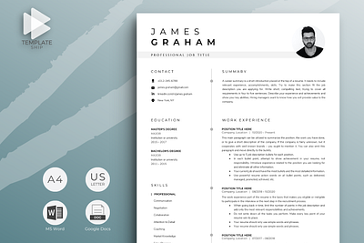 Modern Resume Template with Photo cv template cv template word modern resume professional resume resume design resume template resume template word