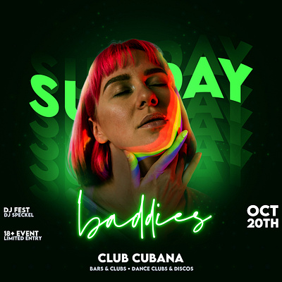 🎧 Baddies – DJ Night Poster Design aesthetic branding colorposter design design poster dj graphic design neon party photoshop poster poster design theme