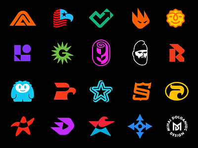 New Logo Design Collection a l s r d brand identity branding compass eagle fire flame happy face hero lettermark logofolio marketing mascot mihai dolganiuc design rose saas star symbol tech visual identity web3