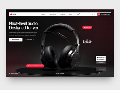 Website Design for Audio Technology design interface product service startup ui ux web website