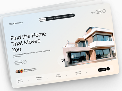Luxora Homes – Real Estate Hero landing page ui ui design ux ux design uxui design web design