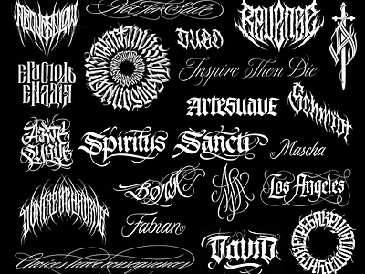 Tattoo design collection calligraphy lettering logo logodesign tattoo typography