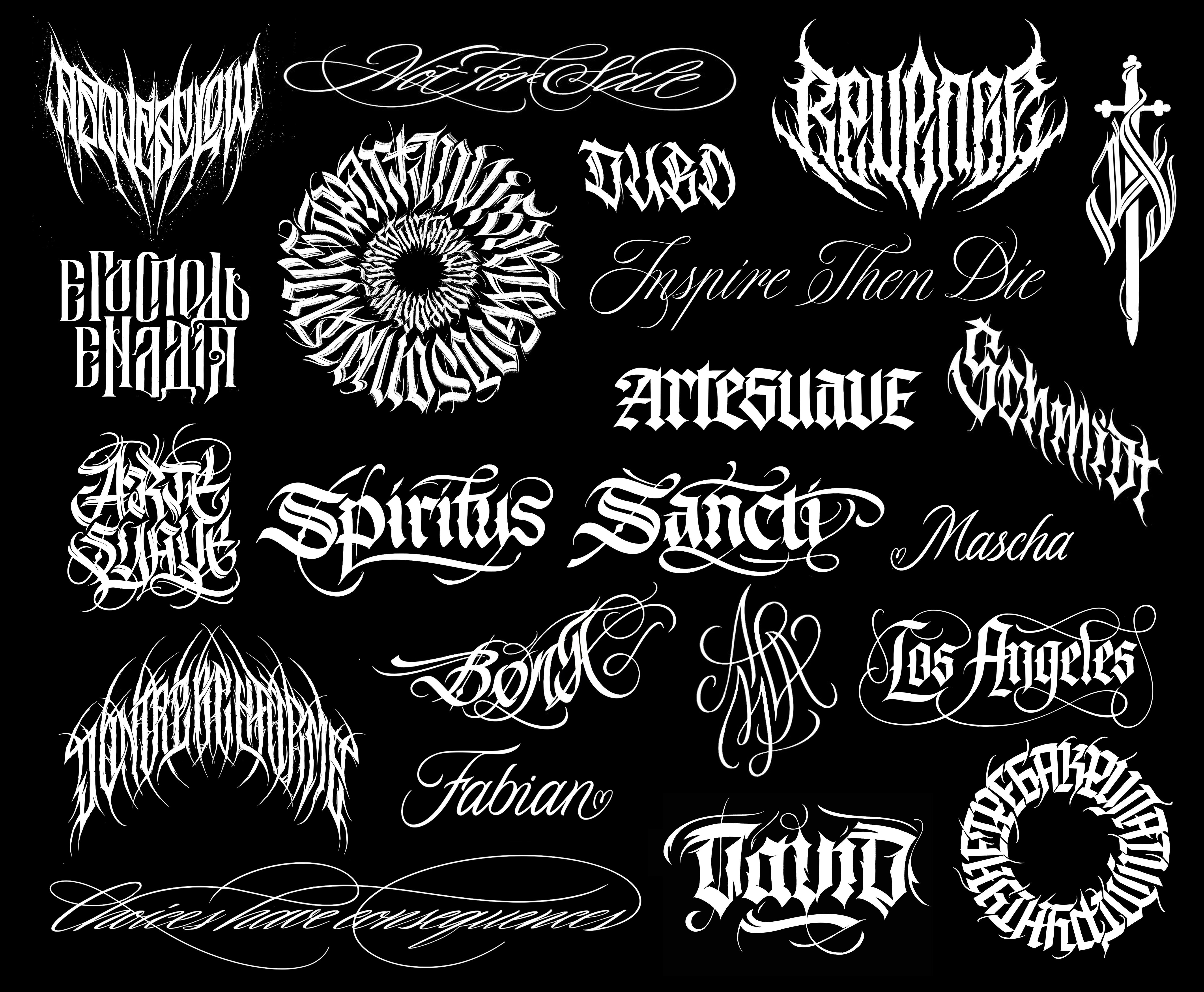 Example of Tattoo Lettering Calligraphy Designs