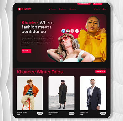 🎨 Khadee – Where Fashion Meets Confidence adobe app redesign branding design figma hero homepage illustration landing page ui ux xd